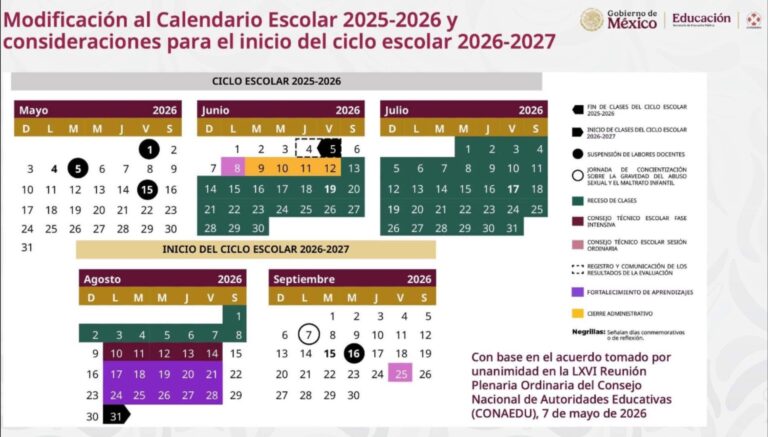 Alistan el calendario escolar 2026-2027 en Yucatán; clases inician el 31 de agosto