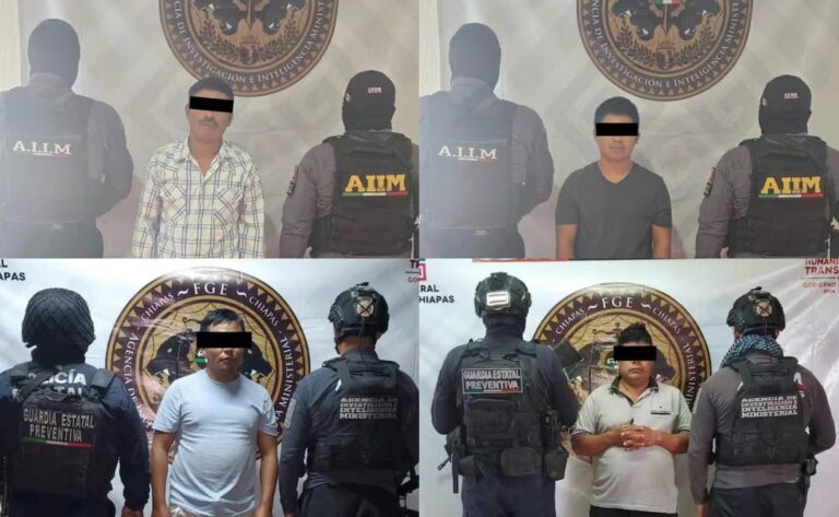 Detienen a cuatro presuntos implicados en agresión sexual contra un menor en Chiapas