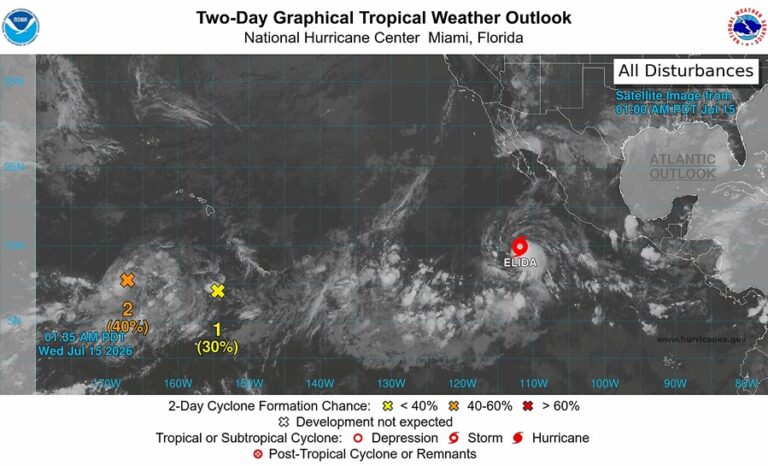 Se forma la tormenta tropical ‘Elida’ en el Pacífico