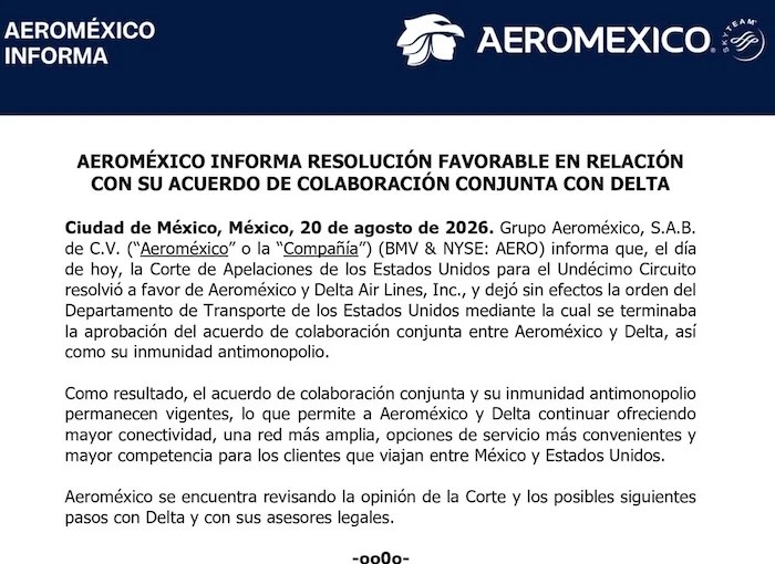 Aeroméxico y Delta lograron dar un revés al gobierno de Donald Trump, gracias a que un Tribunal de Apelaciones de EU anuló la orden para disolver su alianza.