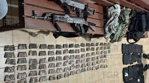Aseguran arsenal y equipo táctico en la frontera sur de Chiapas
