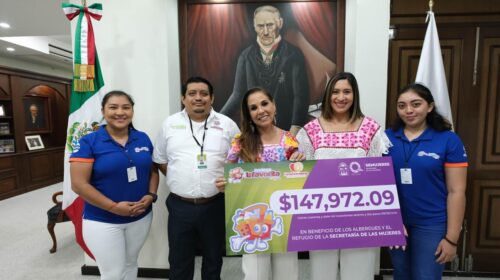 Mara Lezama recibe donativo para refugios de mujeres en situación de violencia